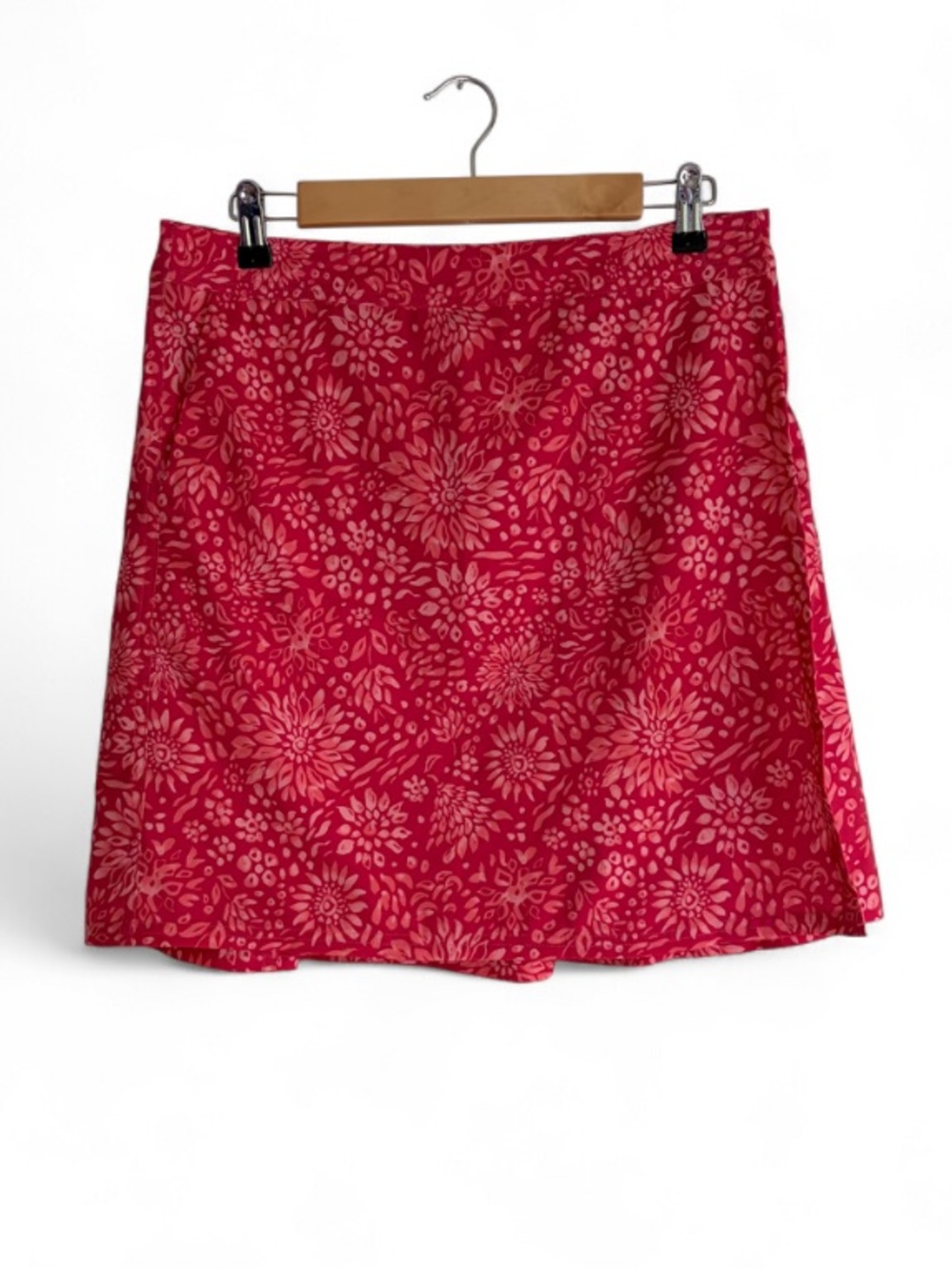RipSkirt Reddish Orange Floral Print Wrap Around Mini Skirt Size M